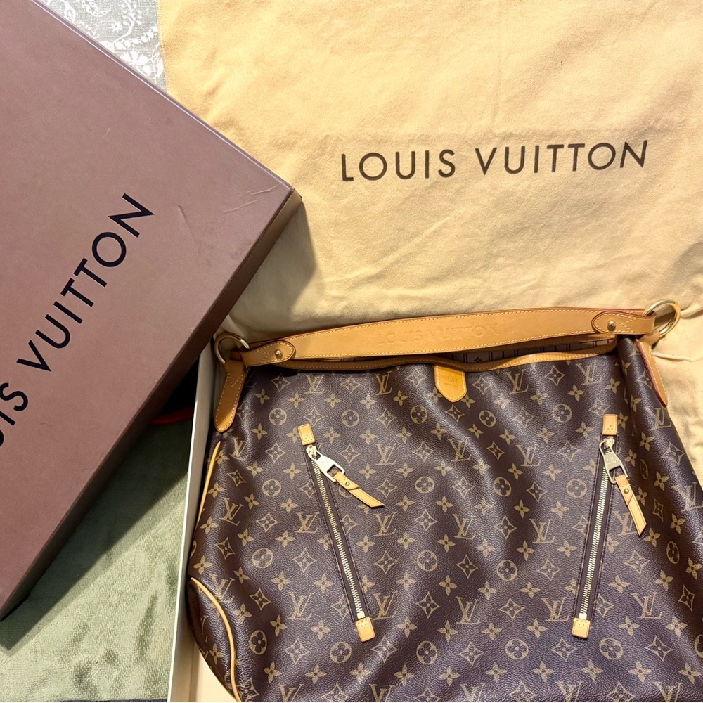 Louis Vuitton Monogram Canvas Shoulder Bag in Brown and Tan